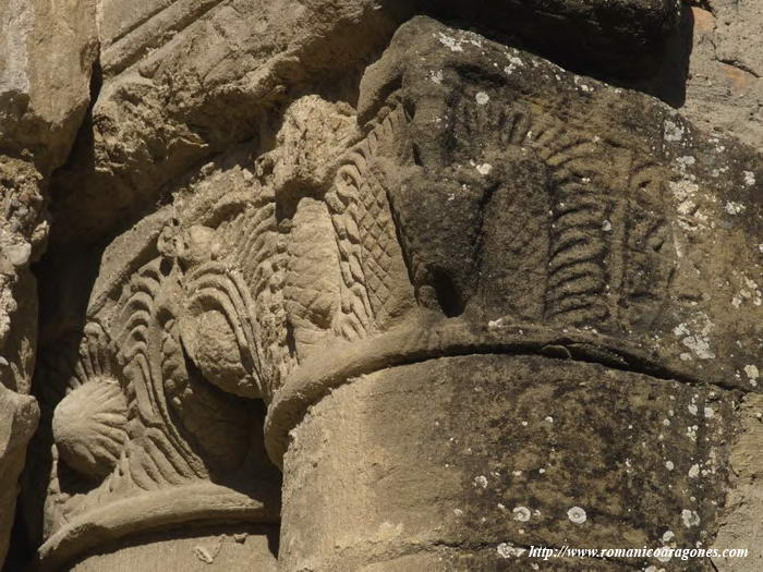 DETALLE DE CAPITEL DEL LADO SUR DEL ARCO TRIUNFAL. HEXAFOLIAS COMO LAS DE LA CRIPTA DE BOLEA